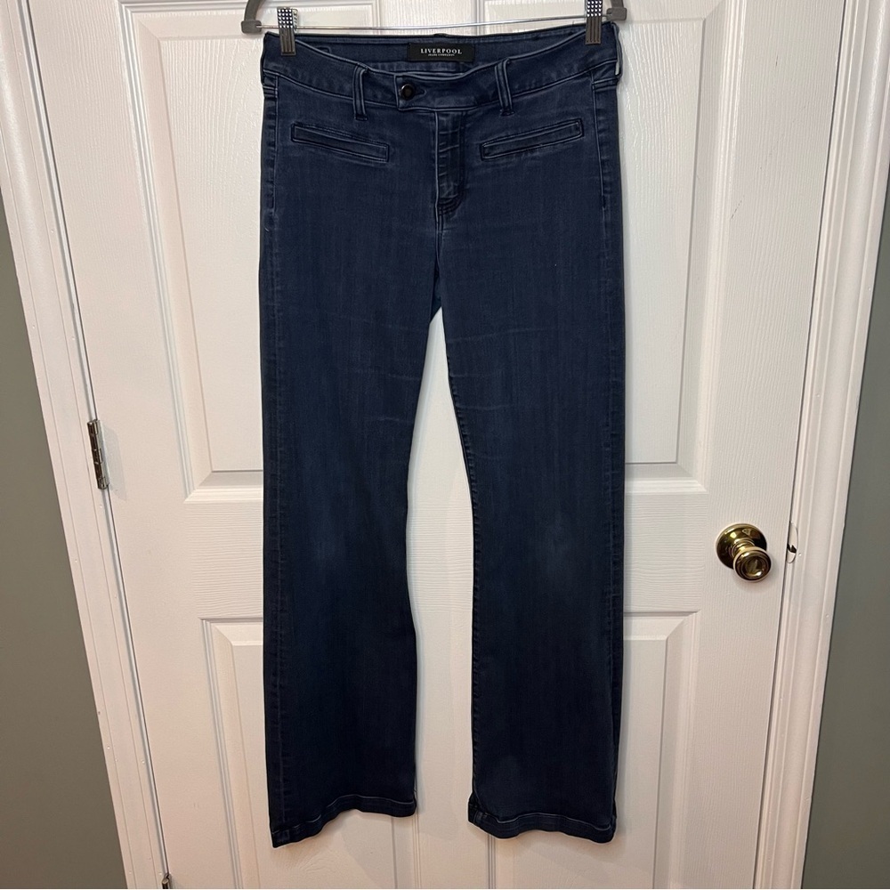 Liverpool Women’s Wide Leg Jeans Size 8 or 29” Nautical Style Details GUC